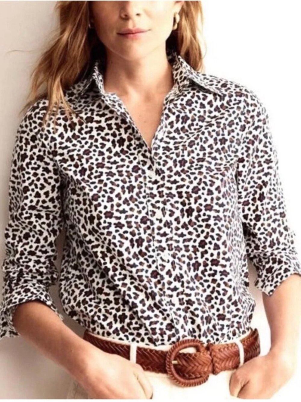 BODEN The Classic Shirt Button Down Blouse US 10  Leopard Animal Print